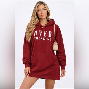 Red Hoodie Dress with White Lettering